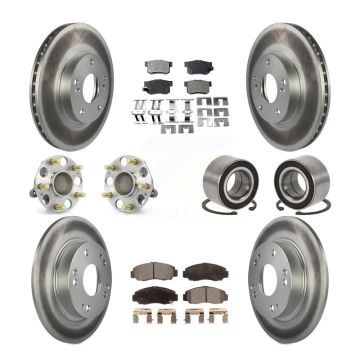 Front Rear Hub Bearing Coated Disc Brake Rotors And Ceramic Pads Kit (10Pc) For Acura CSX KBB-108356