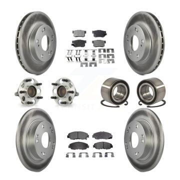 Front Rear Hub Bearing Coated Disc Brake Rotor And Ceramic Pad Kit (10Pc) For Honda Civic KBB-108361