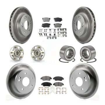 Front Rear Hub Bearing Coated Disc Brake Rotor & Pad Kit (10Pc) For Honda Civic Acura RSX KBB-108363