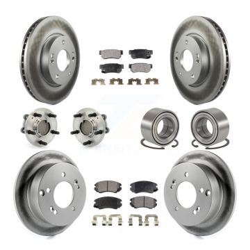 Front Rear Hub Bearing Coated Brake Rotor & Pads Kit (10Pc) For Hyundai Sonata Kia Optima KBB-108366