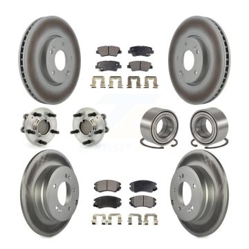 Front Rear Hub Bearings Coated Disc Brake Rotors And Pads Kit (10Pc) For Hyundai Sonata KBB-108367