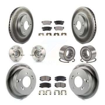 Front Rear Hub Bearing Coated Brake Rotor Pads Kit (10Pc) For Hyundai Tucson Kia Sportage KBB-108370