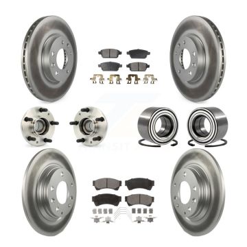 Front Rear Hub Bearing Coated Brake Rotor Pads Kit (10Pc) For Ford Fusion Mazda 6 Lincoln KBB-108372