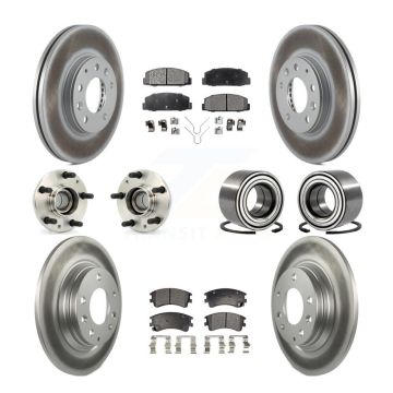 Front Rear Hub Bearings Coated Disc Brake Rotors And Ceramic Pads Kit (10Pc) For Mazda 6 KBB-108373