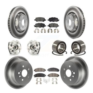 Front Rear Hub Bearing Coated Brake Rotor & Pad Kit (10Pc) For 2009-2016 Toyota Venza AWD KBB-108382