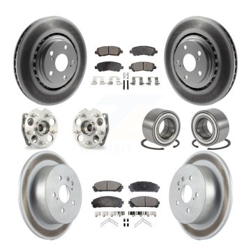 Front Rear Hub Bearing Coated Brake Rotor Pads Kit (10Pc) For 08-13 Toyota Highlander AWD KBB-108383