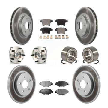 Front Rear Hub Bearing Coated Disc Brake Rotor Pad Kit (10Pc) For 2006-2008 Jaguar X-Type KBB-108390