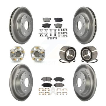 Front Rear Hub Bearing Coated Disc Brake Rotor And Ceramic Pad Kit (10Pc) For Honda Civic KBB-108401