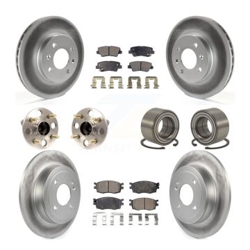 Front Rear Hub Bearing Coated Brake Rotor Pads Kit (10Pc) For 2011 Hyundai Accent Non-ABS KBB-108405