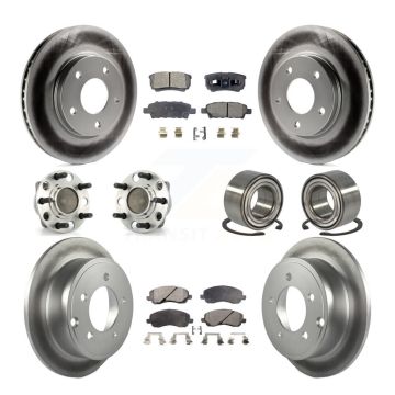 Front Rear Wheel Hub Bearing Coated Disc Brake Rotor And Pad Kit (10Pc) For Dodge Caliber KBB-108411