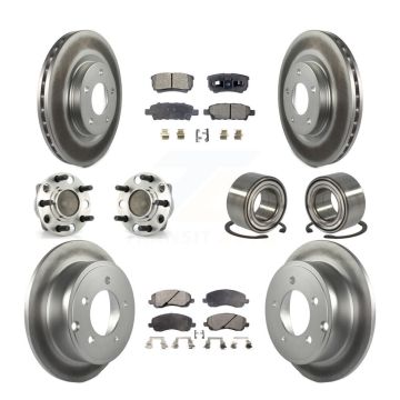Front Rear Wheel Hub Bearing Coated Disc Brake Rotor And Pad Kit (10Pc) For Dodge Caliber KBB-108412