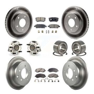 Front Rear Wheel Hub Bearing Coated Disc Brake Rotor And Pad Kit (10Pc) For Dodge Caliber KBB-108413