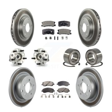 Front Rear Hub Bearing Coated Disc Brake Rotor & Pads Kit (10Pc) For Jeep Patriot Compass KBB-108418