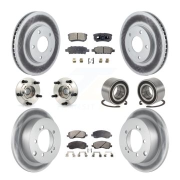 Front Rear Hub Bearing Coated Brake Rotor & Pad Kit (10Pc) For Mitsubishi Lancer Ralliart KBB-108421