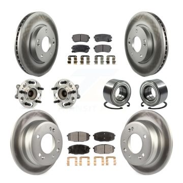 Front Rear Hub Bearings Coated Disc Brake Rotors And Pads Kit (10Pc) For Hyundai Elantra KBB-108423