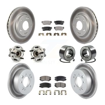 Front Rear Hub Bearings Coated Disc Brake Rotors And Pads Kit (10Pc) For Hyundai Elantra KBB-108425