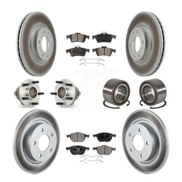Front Rear Wheel Hub Bearing Coated Disc Brake Rotor And Pad Kit (10Pc) For Mazda 3 Sport KBB-108436