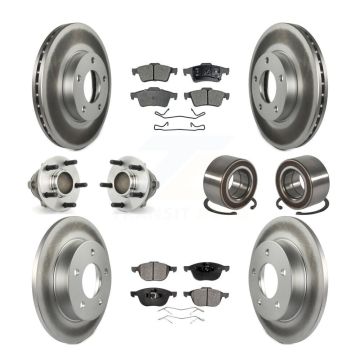 Front Rear Hub Bearing Coat Brake Rotor Pads Kit (10Pc) For Mazda 3 2.0L with 4-Wheel ABS KBB-108440