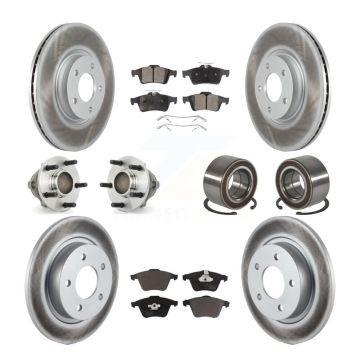 Front Rear Hub Bearings Coated Disc Brake Rotors And Ceramic Pads Kit (10Pc) For Mazda 3 KBB-108441