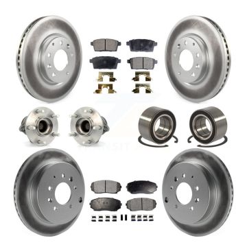 Front Rear Hub Bearing Coated Brake Rotor And Pad Kit (10Pc) For 2007-2012 Mazda CX-7 FWD KBB-108445