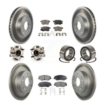 Front Rear Wheel Hub Bearing Coated Disc Brake Rotor And Pads Kit (10Pc) For Honda Accord KBB-108447