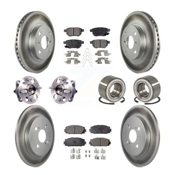 Front Rear Wheel Hub Bearing Coated Disc Brake Rotor And Pads Kit (10Pc) For Toyota Yaris KBB-108453