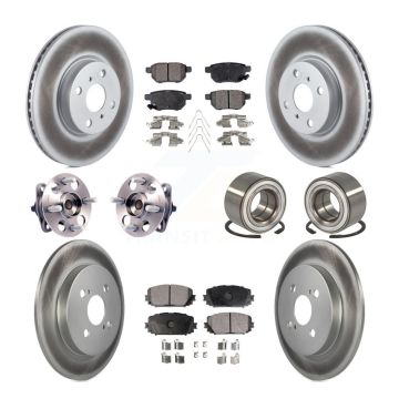Front Rear Wheel Hub Bearing Coated Disc Brake Rotor And Pads Kit (10Pc) For Toyota Yaris KBB-108454