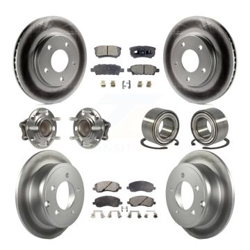 Front Rear Hub Bearing Coated Disc Brake Rotors And Pads Kit (10Pc) For Mitsubishi Lancer KBB-108456