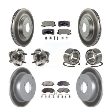 Front Rear Hub Bearing Coated Disc Brake Rotor & Pads Kit (10Pc) For Mitsubishi Outlander KBB-108458