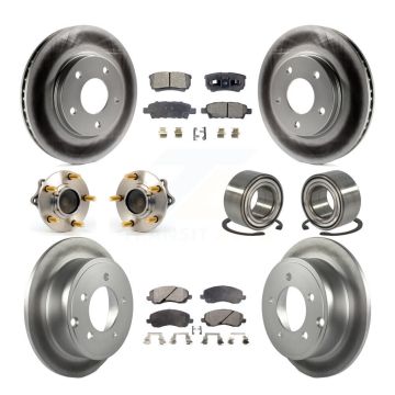 Front Rear Hub Bearing Coated Disc Brake Rotors And Pads Kit (10Pc) For Mitsubishi Lancer KBB-108466