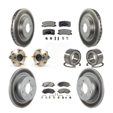 Front Rear Hub Bearing Coated Brake Rotor Pads Kit (10Pc) For Mitsubishi Lancer Outlander KBB-108468