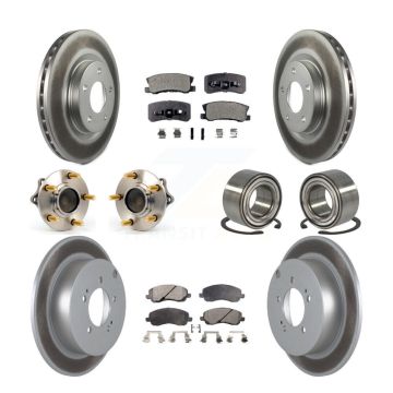 Front Rear Hub Bearing Coated Disc Brake Rotor & Pads Kit (10Pc) For Mitsubishi Outlander KBB-108469