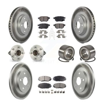 Front Rear Wheel Hub Bearing Coated Disc Brake Rotor And Pad Kit (10Pc) For Toyota Matrix KBB-108473