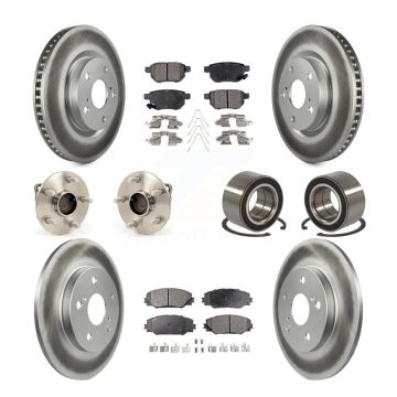 Front Rear Hub Bearing Coat Brake Rotor Pads Kit (10Pc) For Toyota Matrix S with FWD 2.4L KBB-108478