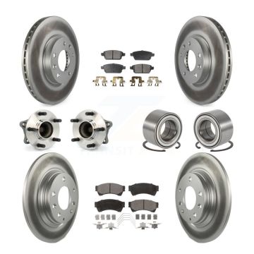 Front Rear Hub Bearing Coated Disc Brake Rotor Pads Kit (10Pc) For 2009-2013 Mazda 6 3.7L KBB-108480