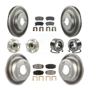 Front Rear Hub Bearings Coated Disc Brake Rotors And Pads Kit (10Pc) For Hyundai Elantra KBB-108481