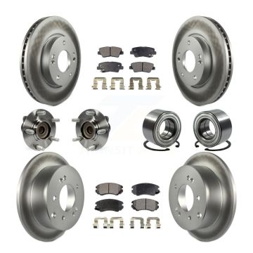 Front Rear Hub Bearing Coated Disc Brake Rotor And Pads Kit (10Pc) For 2012-2013 Kia Soul KBB-108501