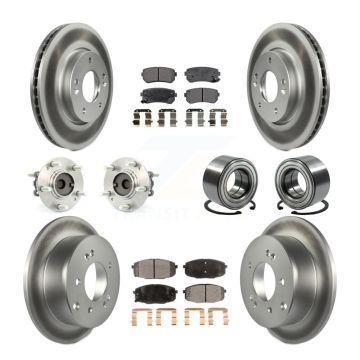 Front Rear Hub Bearing Coated Disc Brake Rotor & Pad Kit (10Pc) For Kia Forte Koup Forte5 KBB-108509