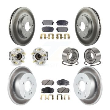 Front Rear Hub Bearing Coated Disc Brake Rotor And Pad Kit (10Pc) For 2010-2012 Kia Rondo KBB-108510