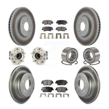 Front Rear Hub Bearing Coated Brake Rotor & Pads Kit (10Pc) For Hyundai Sonata Kia Optima KBB-108515