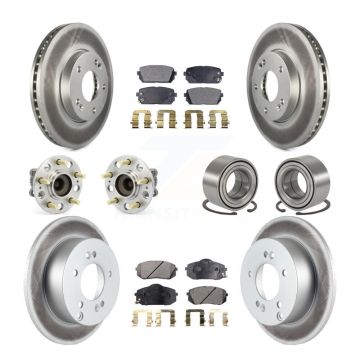 Front Rear Hub Bearing Coated Disc Brake Rotor And Pad Kit (10Pc) For 2008-2009 Kia Rondo KBB-108518