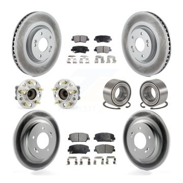 Front Rear Hub Bearing Coated Brake Rotor & Pads Kit (10Pc) For 2013-2015 Kia Optima 2.0L KBB-108520