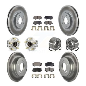 Front Rear Hub Bearing Coated Disc Brake Rotor And Pads Kit (10Pc) For 2011 Hyundai Azera KBB-108523