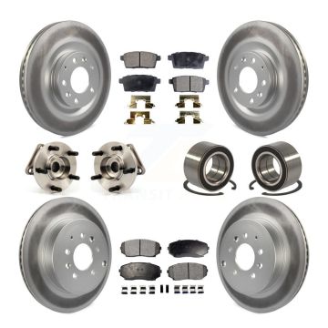 Front Rear Hub Bearing Coated Brake Rotor And Pad Kit (10Pc) For 2007-2015 Mazda CX-9 AWD KBB-108535