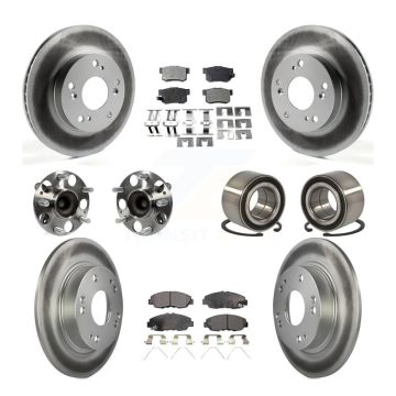 Front Rear Hub Bearing Coated Disc Brake Rotor And Ceramic Pad Kit (10Pc) For Honda Civic KBB-108537