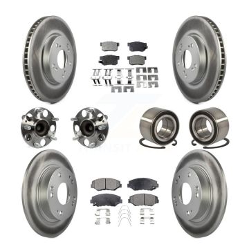 Front Rear Hub Bearing Coated Disc Brake Rotor And Ceramic Pad Kit (10Pc) For Honda Civic KBB-108538