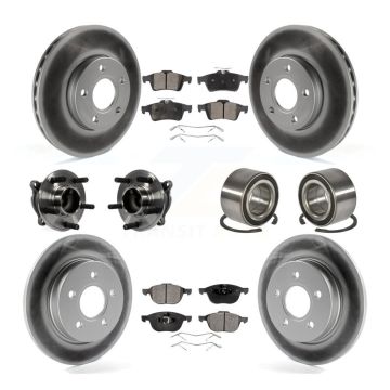 Front Rear Hub Bearing Coated Disc Brake Rotor And Ceramic Pads Kit (10Pc) For Ford Focus KBB-108544