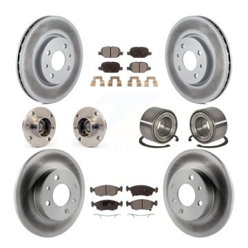 Front Rear Hub Bearings Coated Disc Brake Rotors And Ceramic Pads Kit (10Pc) For Fiat 500 KBB-108547