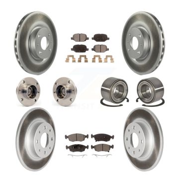 Front Rear Hub Bearings Coated Disc Brake Rotors And Ceramic Pads Kit (10Pc) For Fiat 500 KBB-108548