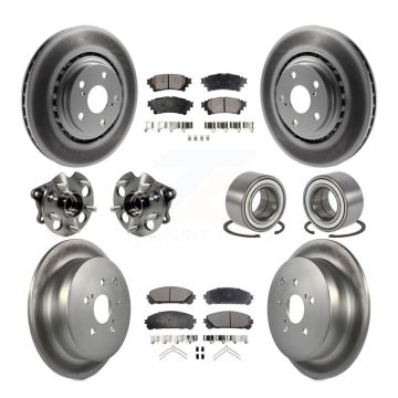 Front Rear Hub Bearing Coated Brake Rotor Pads Kit (10Pc) For 2011-2020 Toyota Sienna AWD KBB-108549
